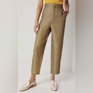 NWT Anthropologie Maeve Melyssa Jacquard Gold Trouser Pant